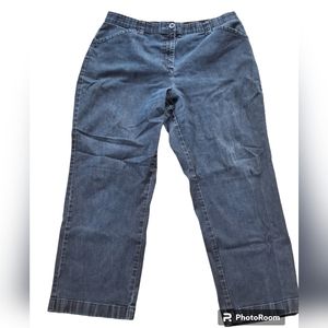 LL Bean Classic Fit Elastic Waist Straight Leg Medium Wash 18P